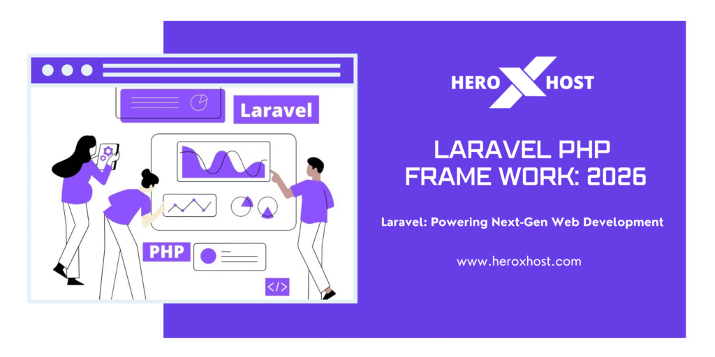 Laravel PHP Framework banner by Heroxhost showcasing next-gen web development features