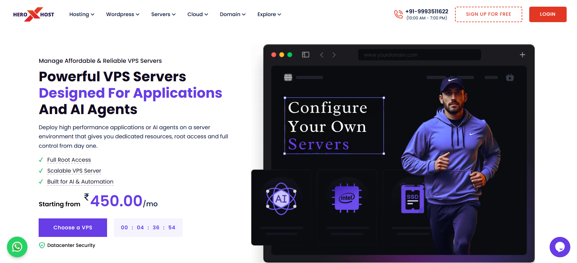 Heroxhost VPS hosting servers designed for applications and AI agents with scalable resources and full root access