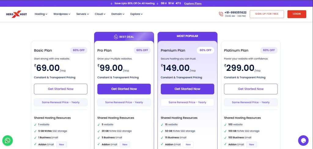 affordable web hosting plans pricing 2026 basic pro premium platinum plans india buy hosting online