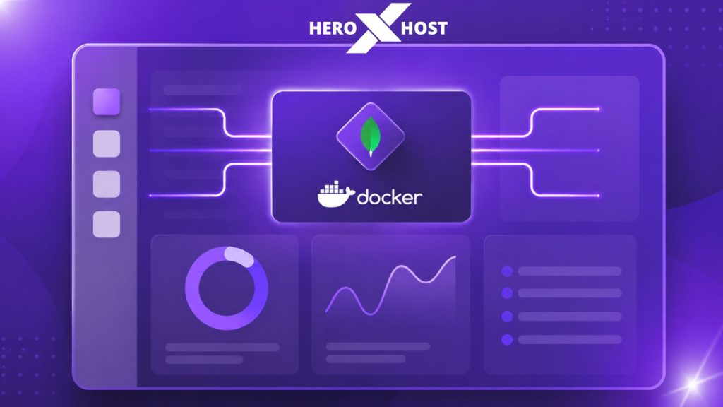 Dockerized MongoDB dashboard illustration with Docker and MongoDB integration for scalable hosting infrastructure in 2026